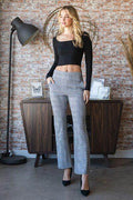 Heimish full size plaid flare pants with wide waistband, stylish plus size pants featuring a trendy checkered pattern and relaxed fit.