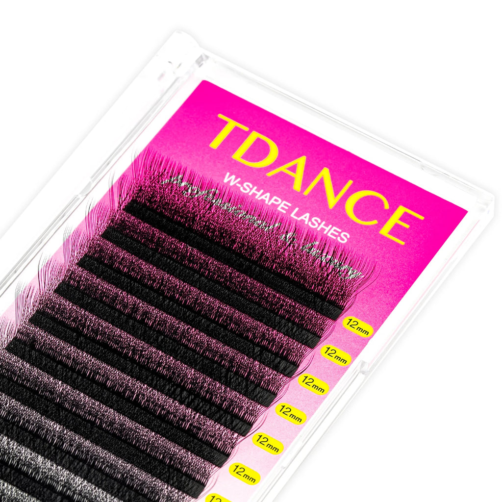 Veltora TDANCE 3D 4D 5D 6D premade faux mink eyelash extensions with W-style flowering volume, natural soft lash look.