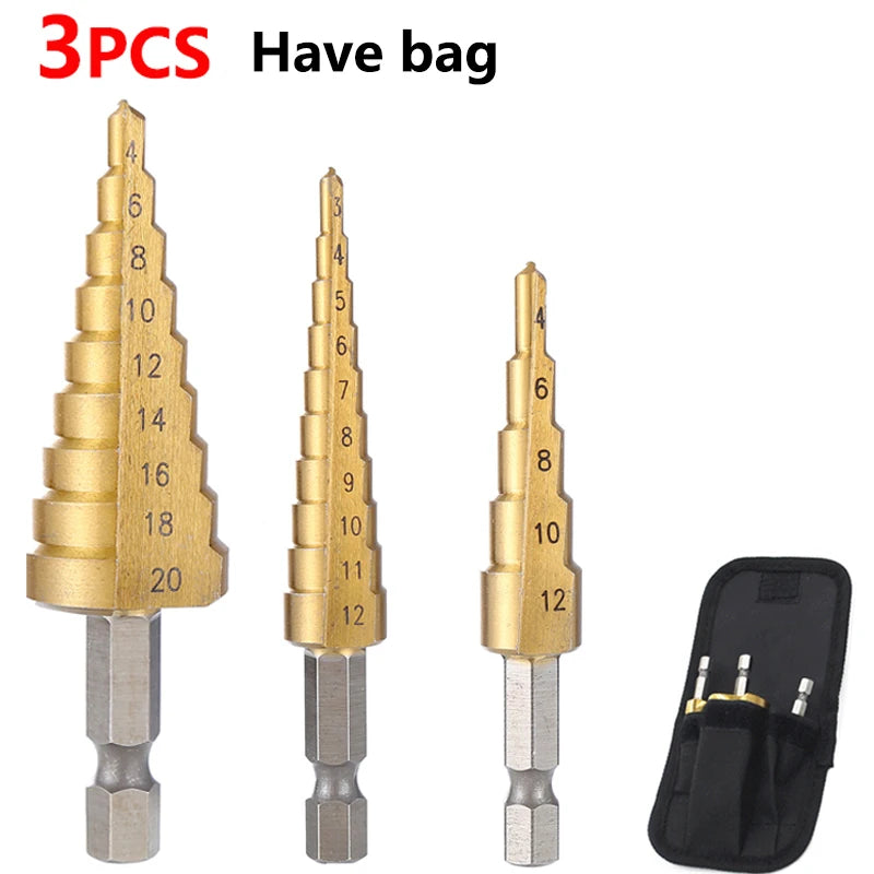 Veltora HSS titanium-coated step drill bit for metal and wood, 4-32 mm, high-speed steel cone hole cutter tool