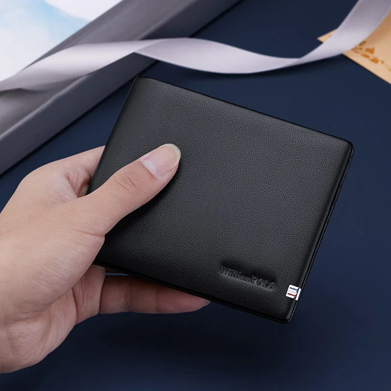 Veltora WilliamPolo real leather RFID male wallet with card holder, slim Mont Blanc style design, luxury cash safe wallet.