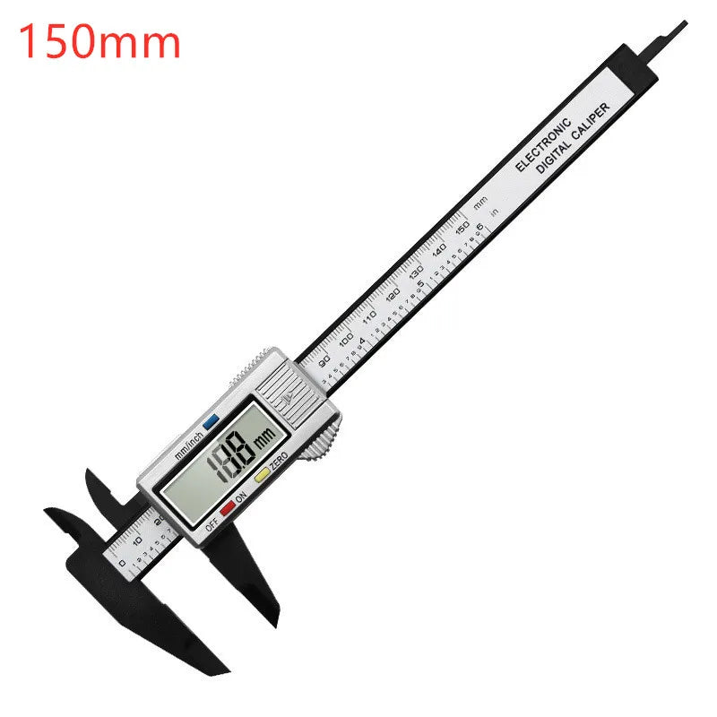Veltora 150mm digital caliper with carbon fiber body, LCD display, and dial vernier for precise measuring of tools and parts
