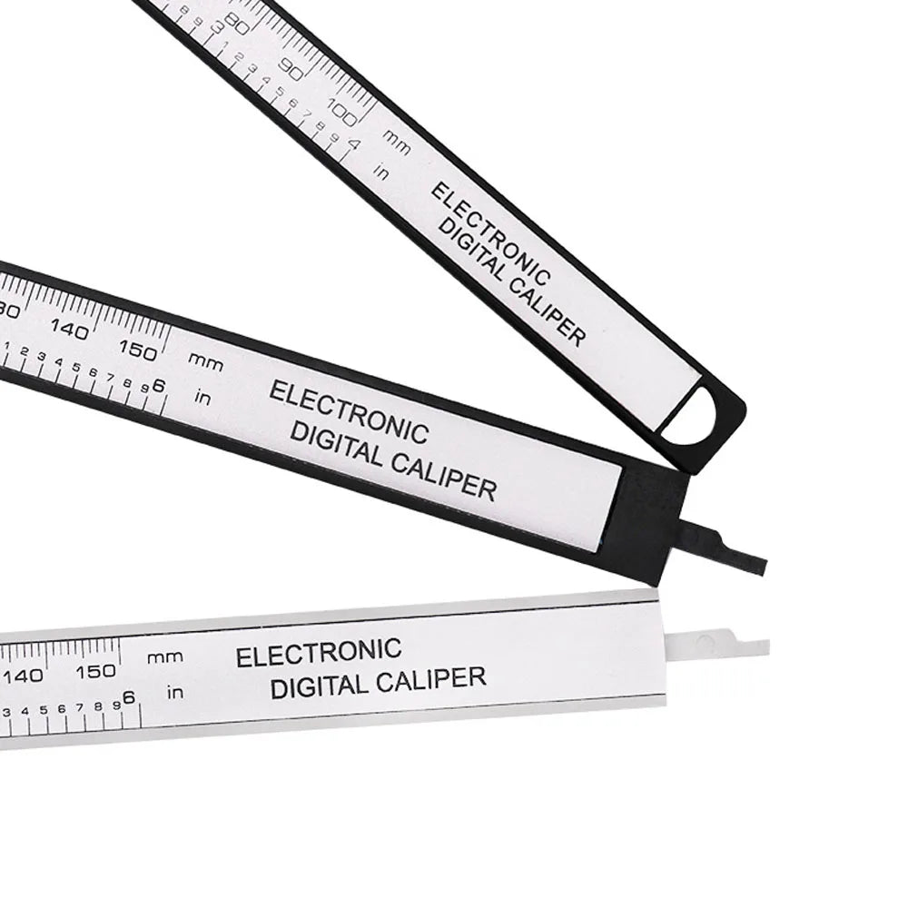 Veltora 150mm digital caliper with carbon fiber body, LCD display, and vernier scale for precise measurement of tools and parts.