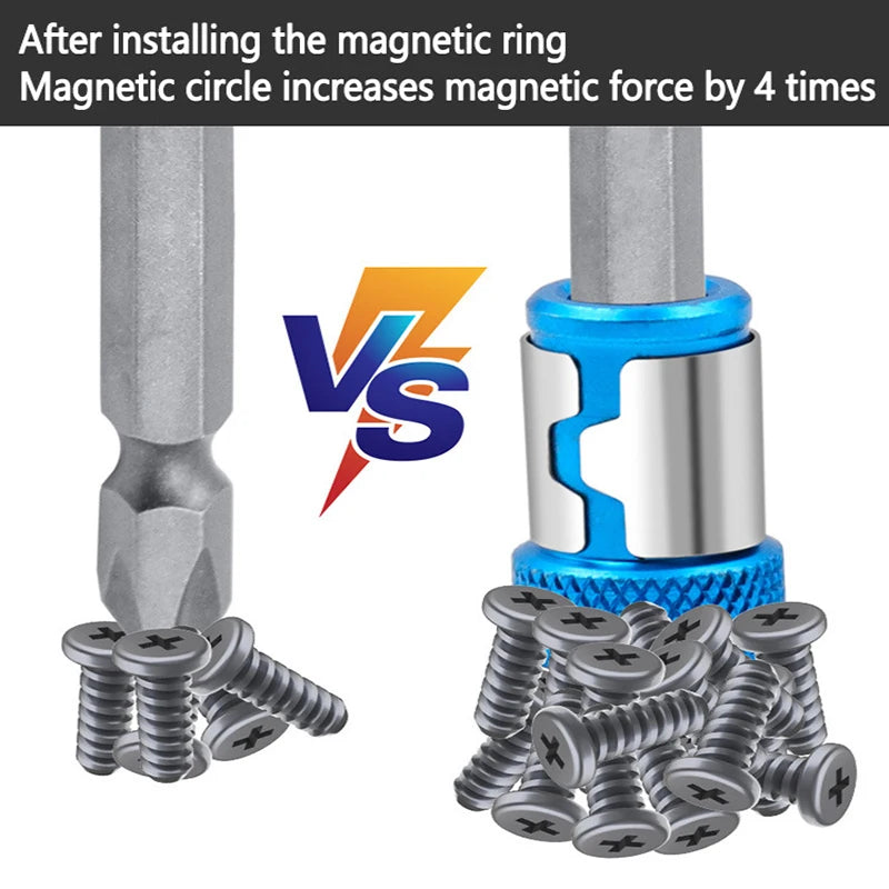 Veltora magnetic alloy screwdriver bit with magnetic ring for magnetic attraction, corrosion resistance, and strong magnetization.