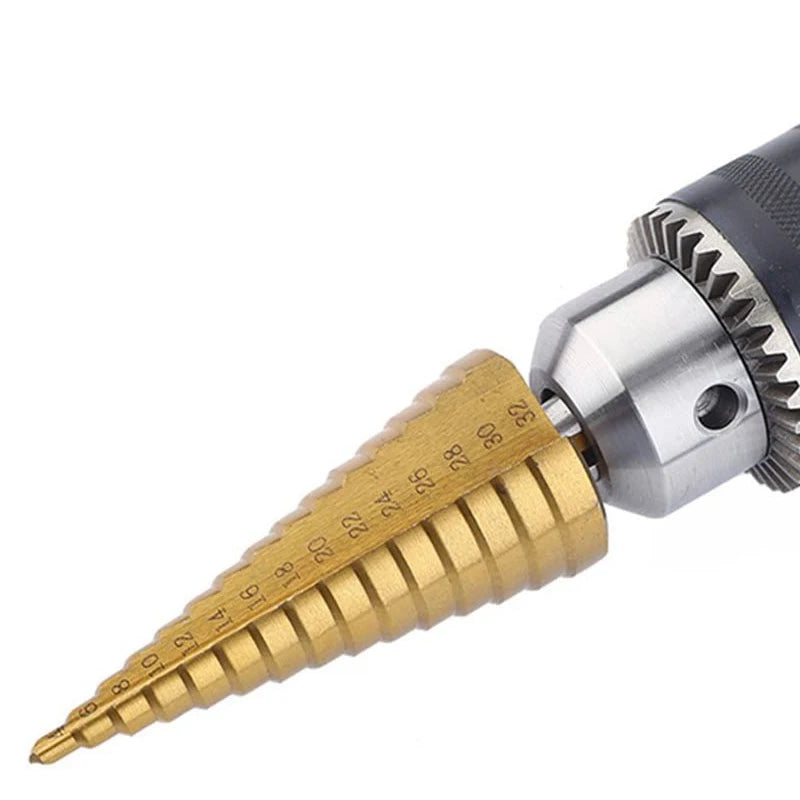 Veltora HSS titanium-coated step drill bit for metal and wood, 4-32 mm, high-speed steel cone hole cutter tool