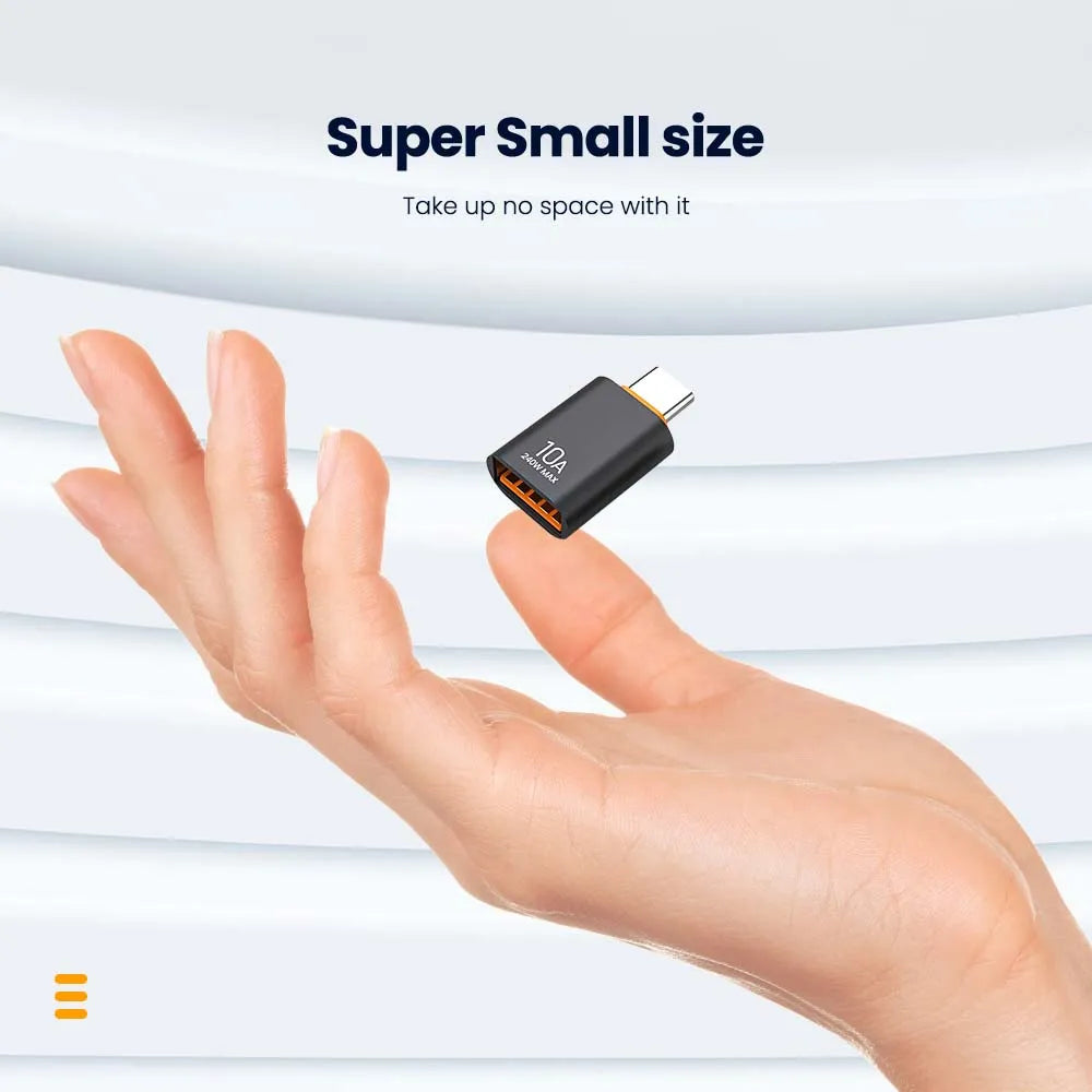 Veltora 10A OTG USB 3.0 to Type C adapter with USB female and Type C male connectors for fast charging and data transfer.