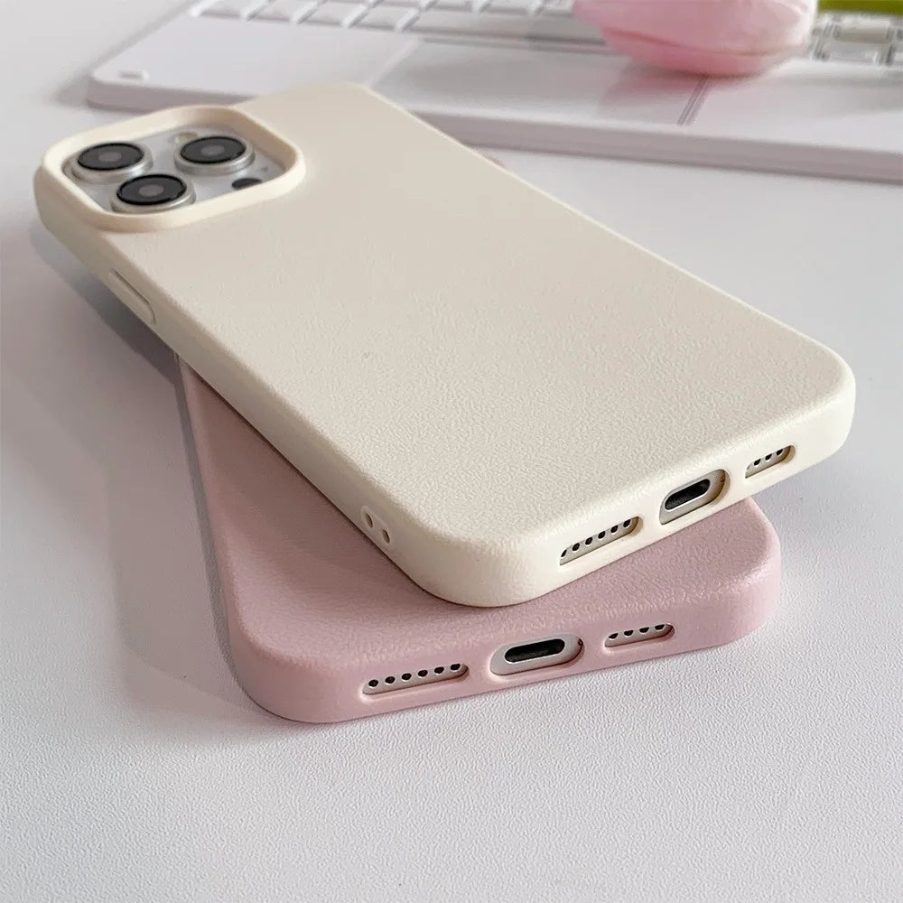 Veltora leather phone case for iPhone models 11 to 18 Pro Max, shockproof soft TPU cover with premium leather finish.