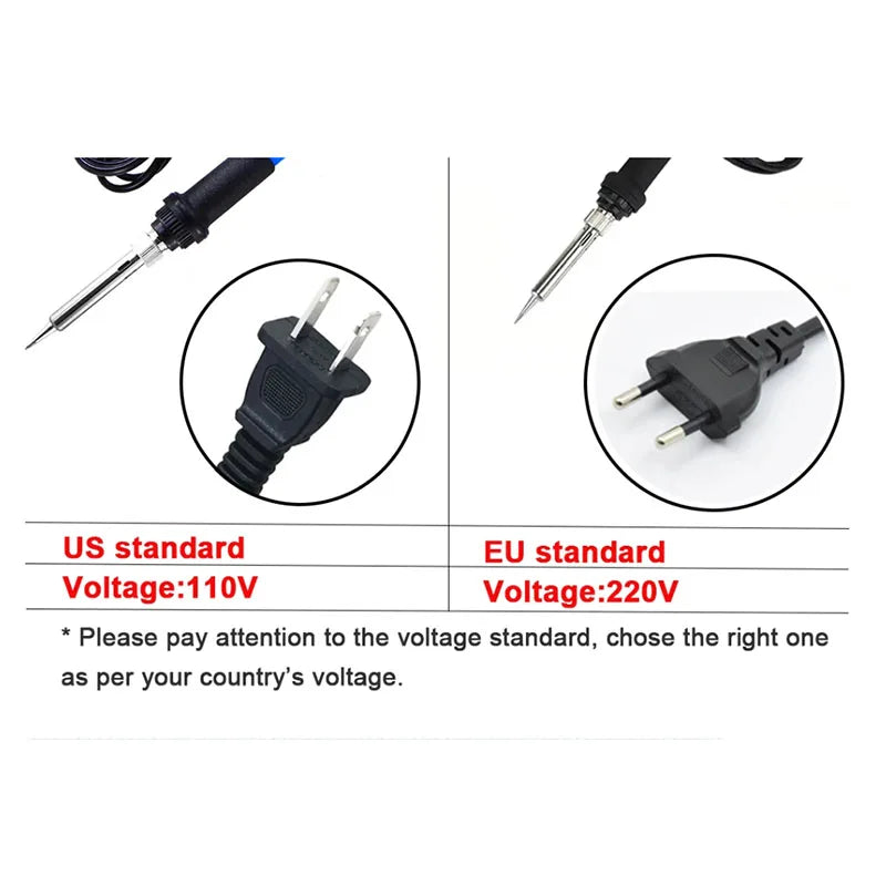 Veltora adjustable temperature electric soldering iron with 60W power and US or EU plug for welding and repair tasks.