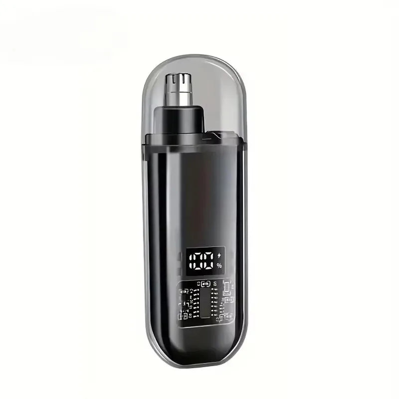 Veltora rechargeable electric nose hair trimmer for men, compact portable nose and eyebrow hair clipper with shaving razor.