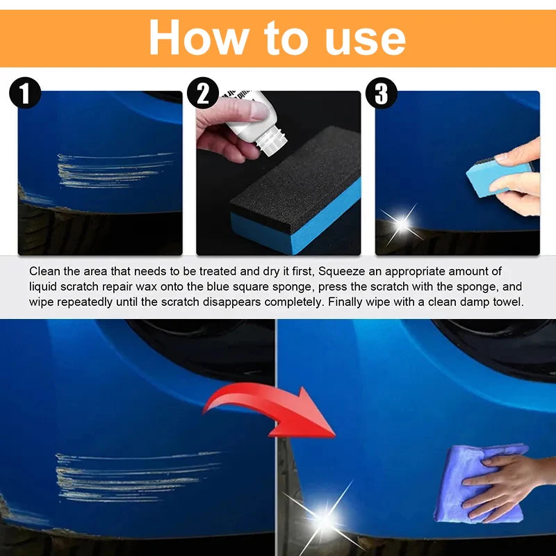 Veltora car scratch remover and polish tool for auto body scratches, swirl removal, and paint repair with grinding compound and anti-scratch wax