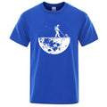 Men's Veltora T-shirt with lunar cleaner print, casual loose fit, cotton blend fabric, O-neck, hip hop style, funny cartoon design.