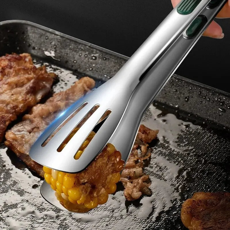 Veltora stainless steel food tongs with non-slip grips, ideal for grilling, salads, meat, and kitchen cooking tasks.
