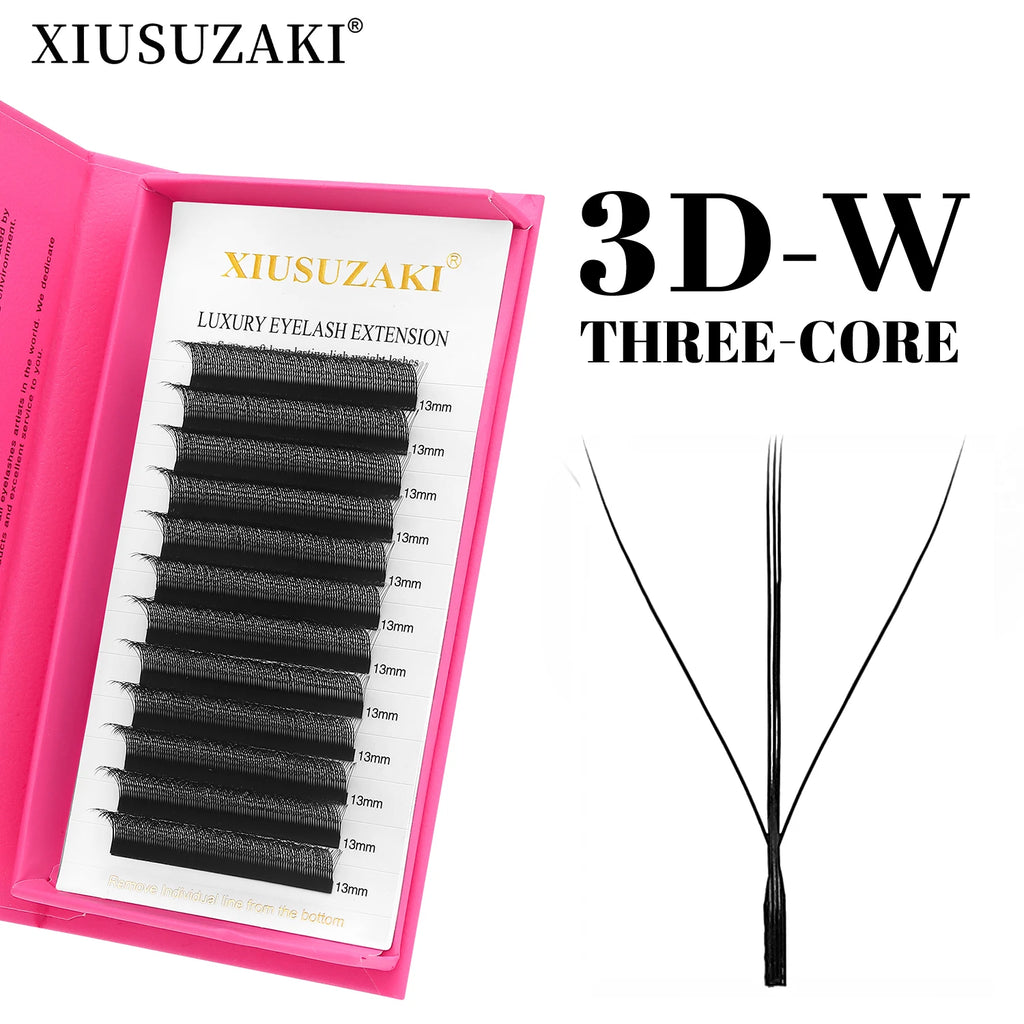 Veltora XIUSUZAKI W Shaped Bloom 2D-8D eyelash extensions with automatic flowering premade fans and YY individual lashes.