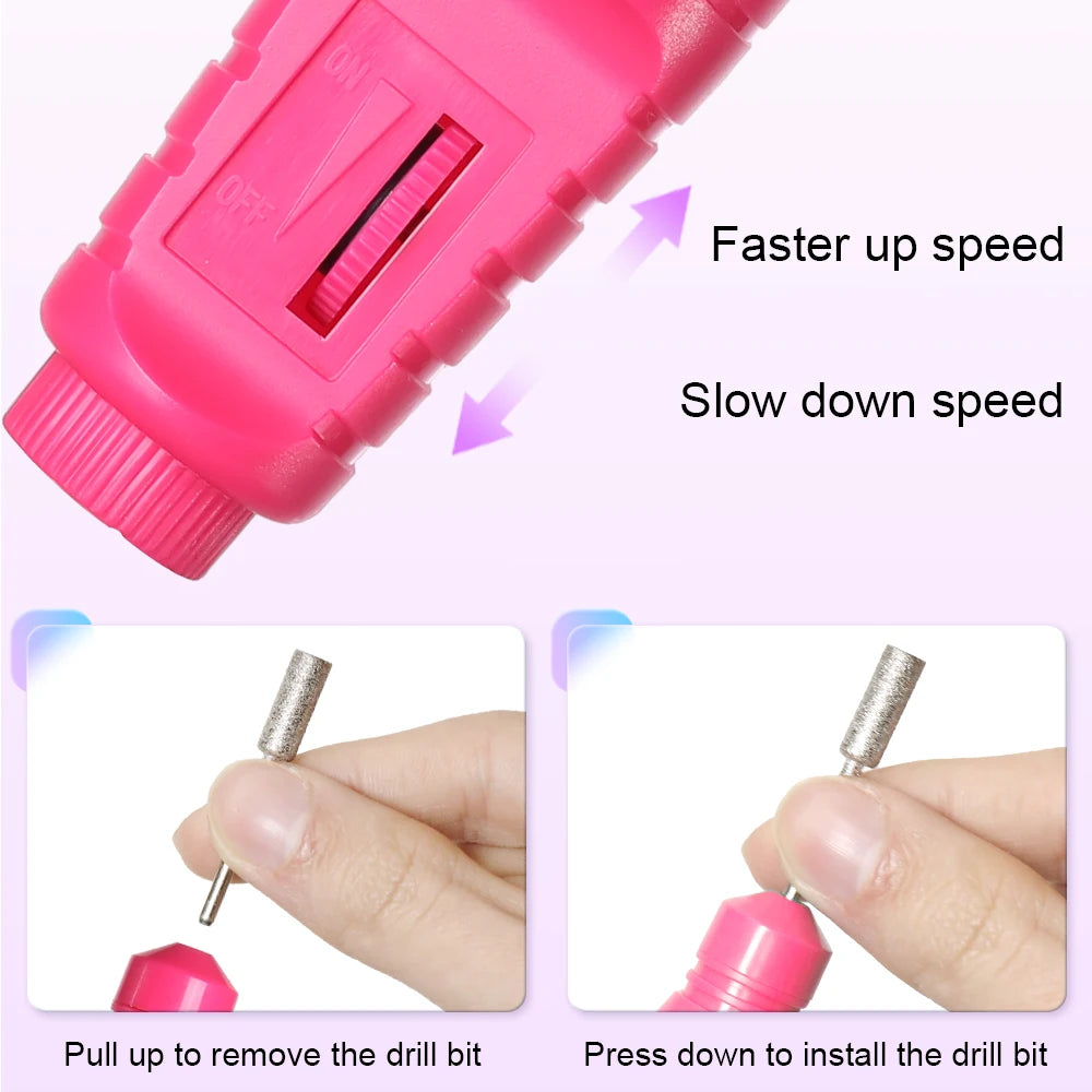 Veltora LINMANDA 6-in-1 electric nail drill kit with portable pen tools, manicure polisher, and nail file for professional nail care.
