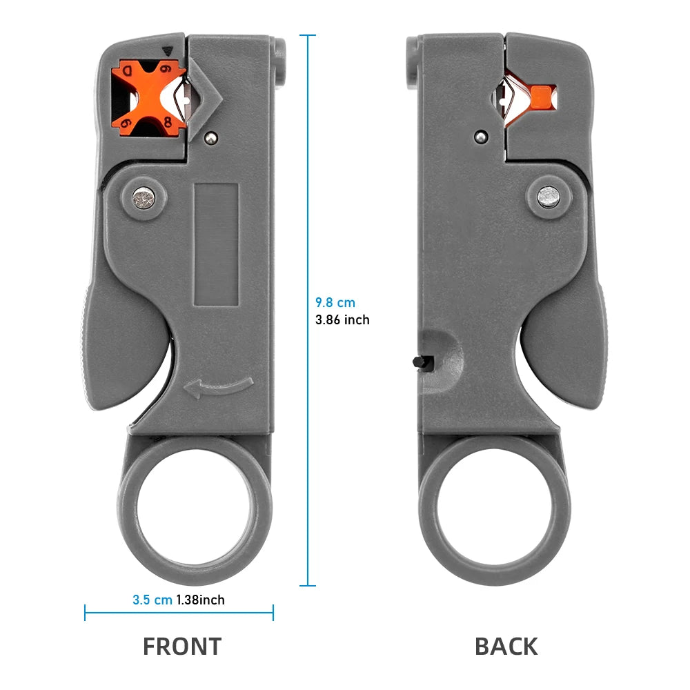 Veltora stainless steel stripping pliers with insulated handles for wire and cable stripping, featuring hexagon wrench accessory.