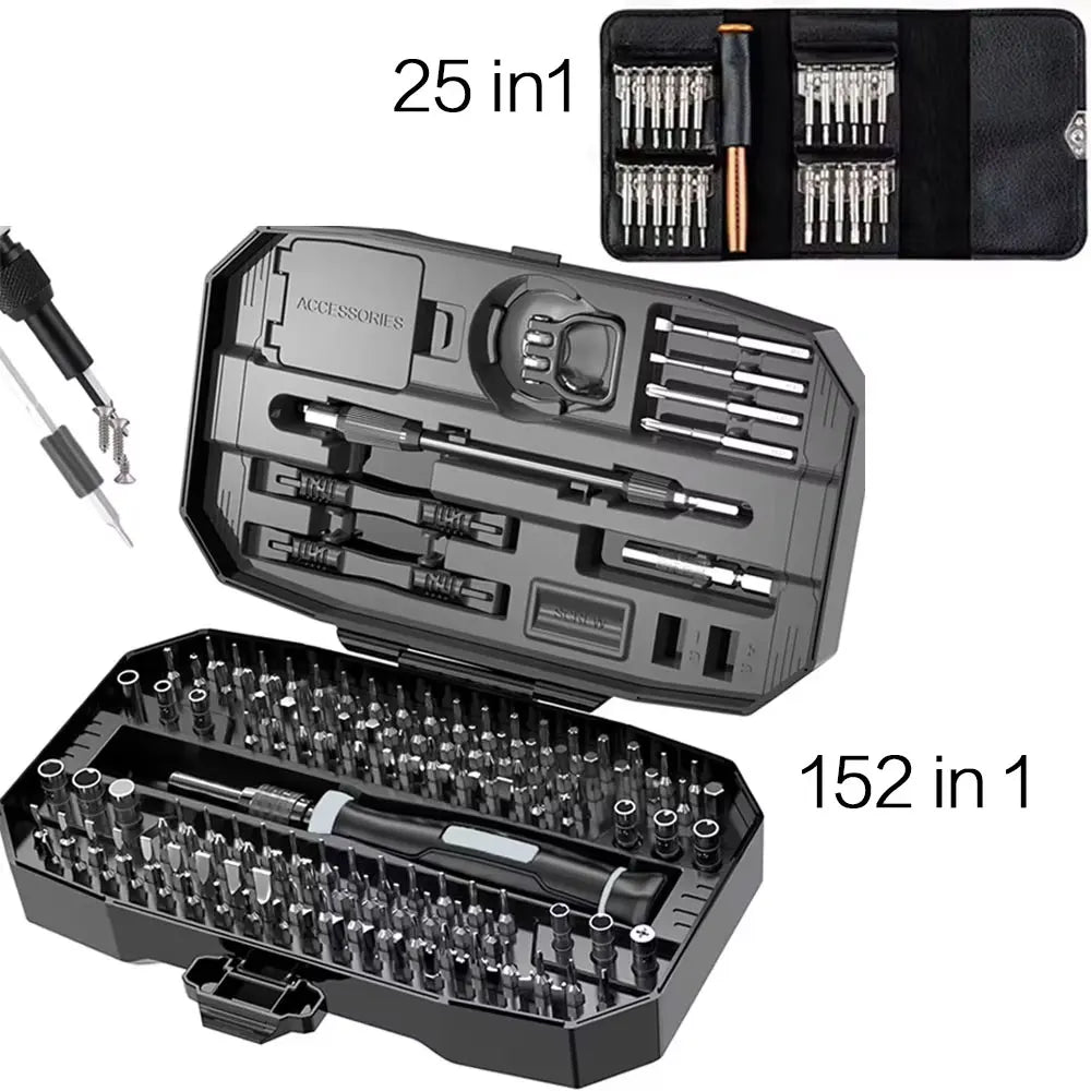 Veltora precision screwdriver set with T5 and T6 Torx screwdrivers for laptop and computer repair, professional 152-in-1 tool kit