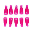 Veltora 10-piece colorful acrylic manicure art dipped cap clip set for nail cleaning and UV gel nail polish application.