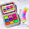 Veltora nine grid fluorescent gel transfer set with rainbow bright colors for UV and LED nail art, high saturation, salon and DIY use