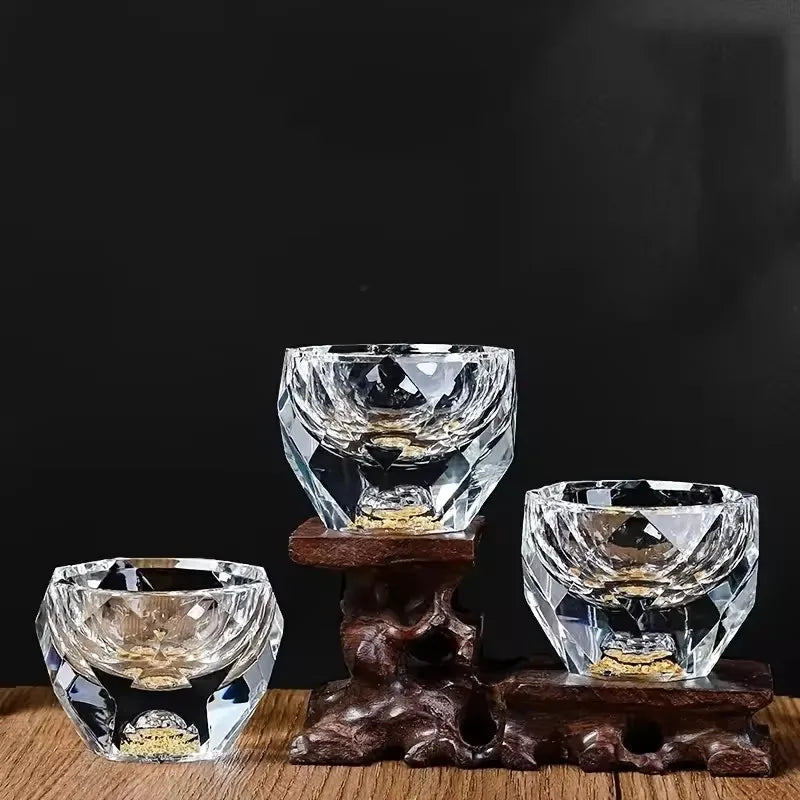 Veltora 50ml luxury crystal glass vodka shot glass with gold foil, double bottom design, ideal for sake or liqueur, bar accessory