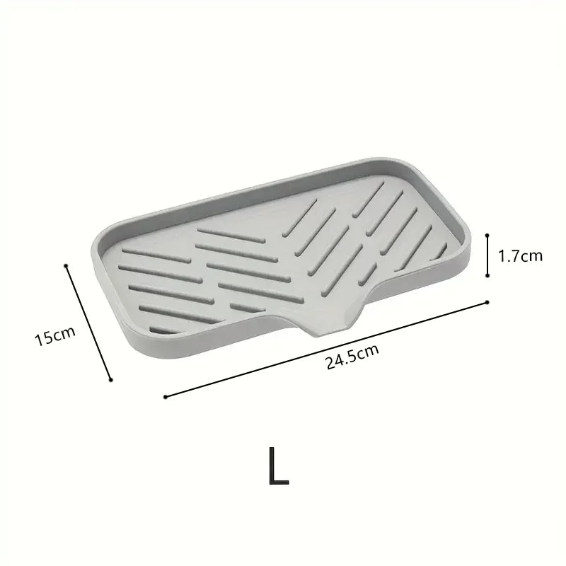 Veltora silicone kitchen sink faucet mat with soap dispenser and sponge drain pad for countertop sink splash protection