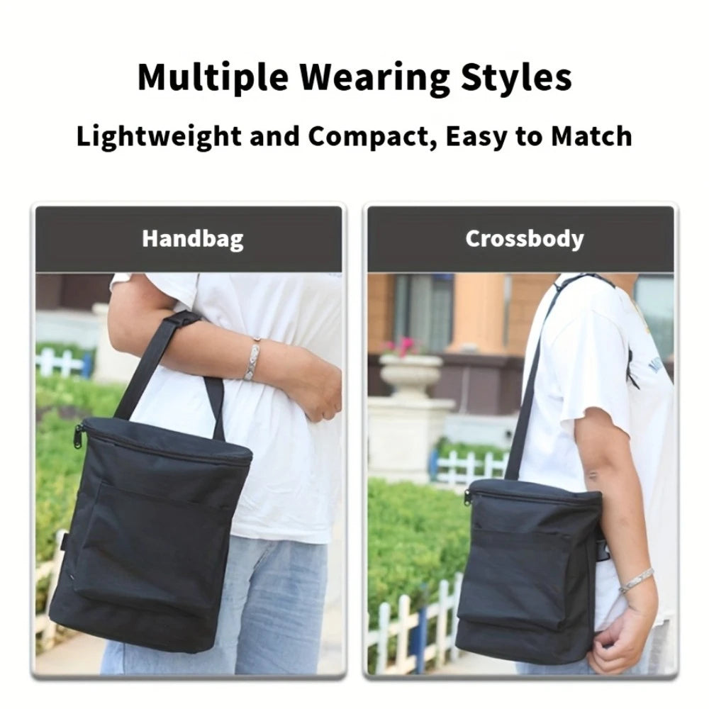 Veltora large capacity Oxford cloth handlebar bag for motorcycles and electric vehicles, removable storage with sturdy handle.