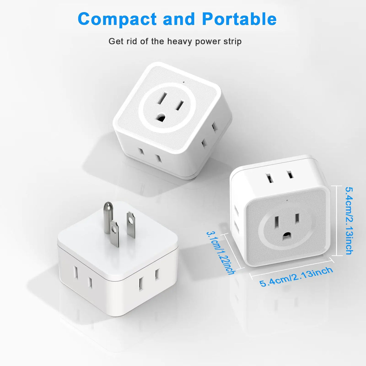 Veltora 5-way multi plug outlet extender with wall outlet splitter for travel, home, office, and dorm use, compact electrical outlet splitter.