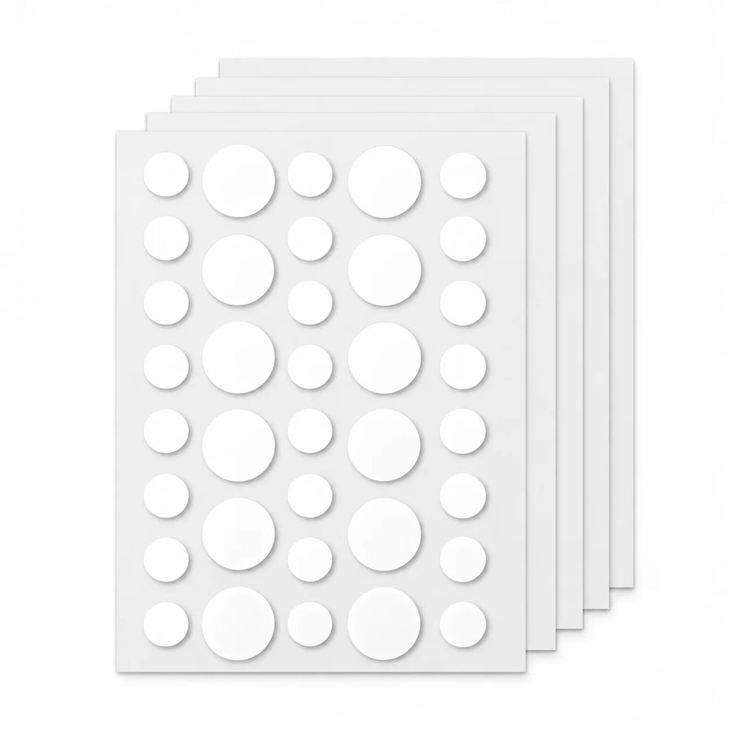 Veltora 180/360pcs invisible acne veneer lump stickers for pore cleansing, oil control, and skin repair on a facial skin.