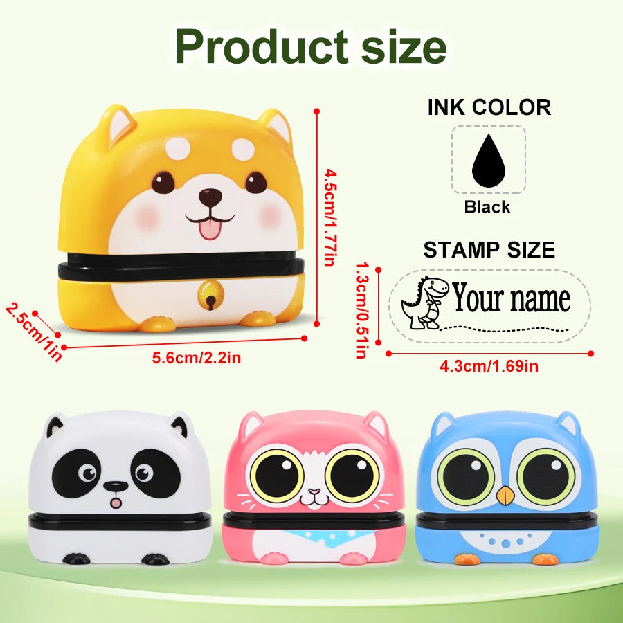 Veltora custom children's travel stamp set with waterproof name seal and eco ink, ideal for school and kindergarten supplies