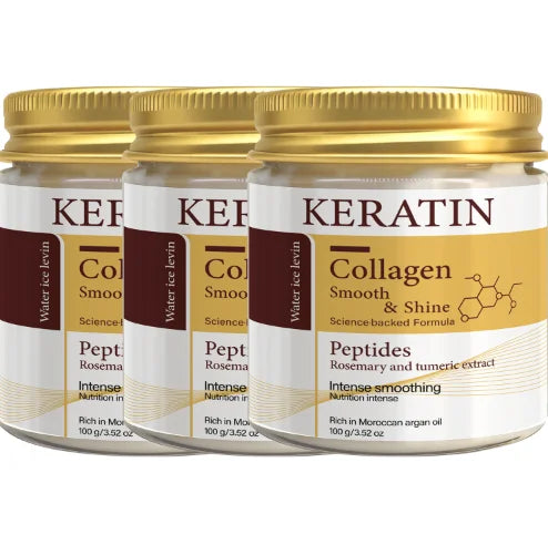 Veltora keratin collagen hair mask with peptides and rosemary, deep conditioning treatment for intense smoothing and shine.