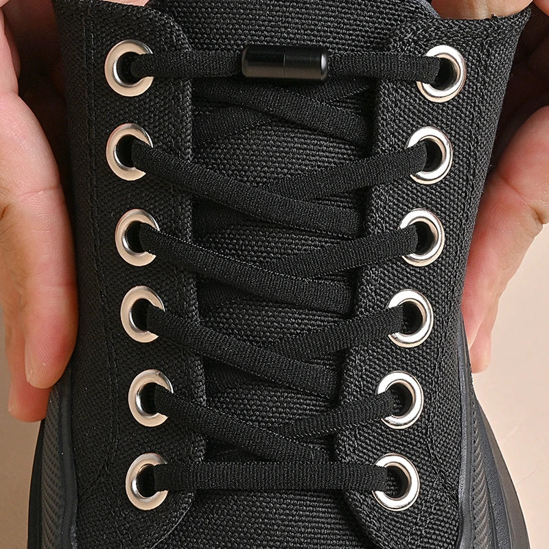 Veltora elastic no-tie shoelaces with metal lock, semicircle design for kids and adults sneakers, quick and easy to secure.