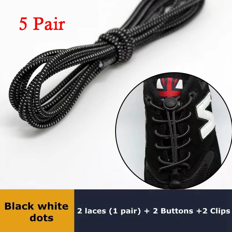 Veltora elastic no-tie sneaker shoelaces with locking mechanism, round rubber stretch laces for easy, quick fastening on athletic shoes