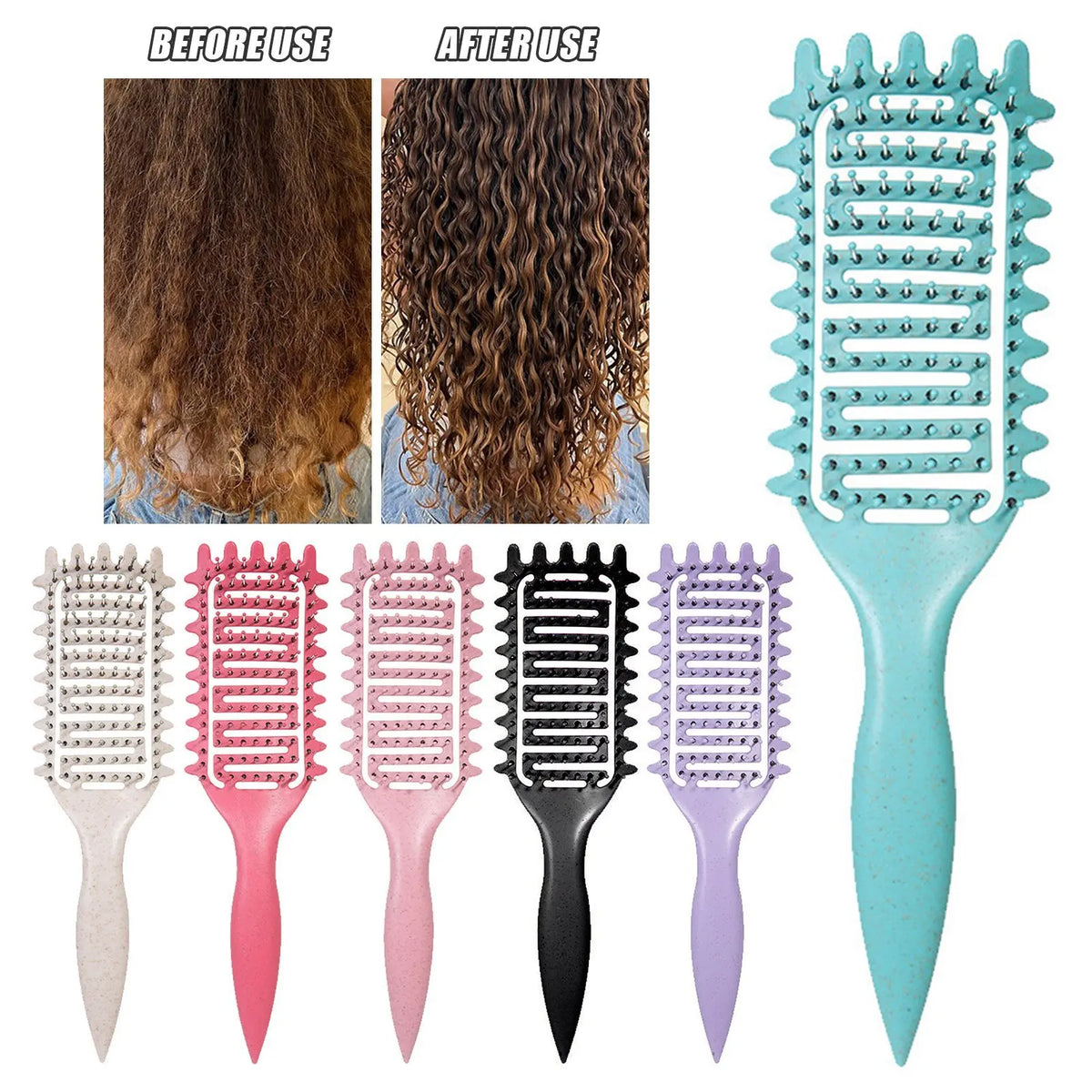 Veltora 3-in-1 curl defining styling brush with hollow out design for detangling and shaping curly hair.