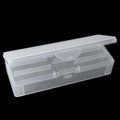 Veltora double-layer rectangle plastic nail art storage box with tweezers, clippers, polishing tools, and nail buffer files inside.