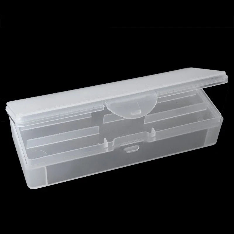 Veltora double-layer rectangle plastic nail art storage box with tweezers, clippers, polishing tools, and nail buffer files inside.
