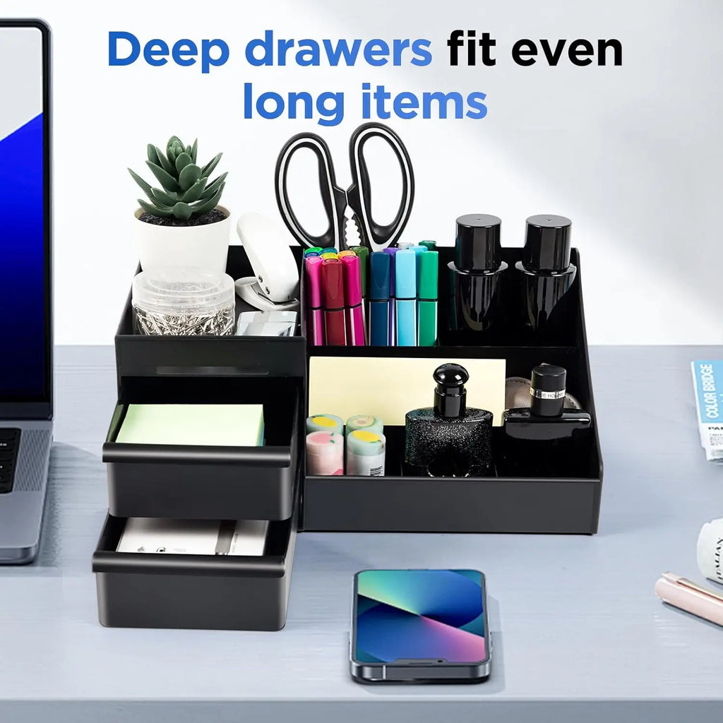 Veltora men's cologne and perfume stand with drawers, modern bathroom counter organizer, non-slip dresser top storage unit