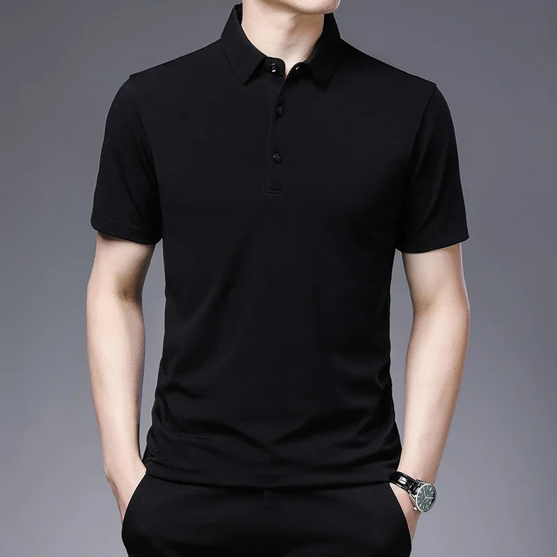 Veltora men's solid color casual polo shirt with short sleeves, breathable fabric, perfect for summer business or casual wear