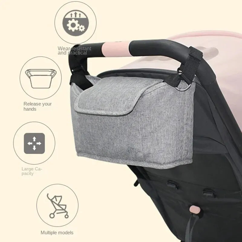 Veltora stroller bag with large capacity diaper organizer, cup holder, and hanging compartments for baby essentials.