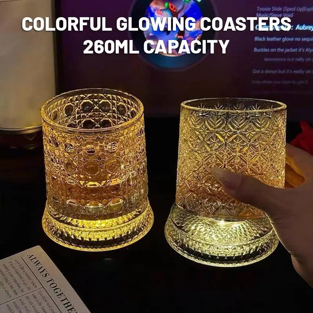 Veltora 260ML rotating whiskey glass with crystal design, unique str relief liquor cup with base, ideal for straight drinks and mold wine