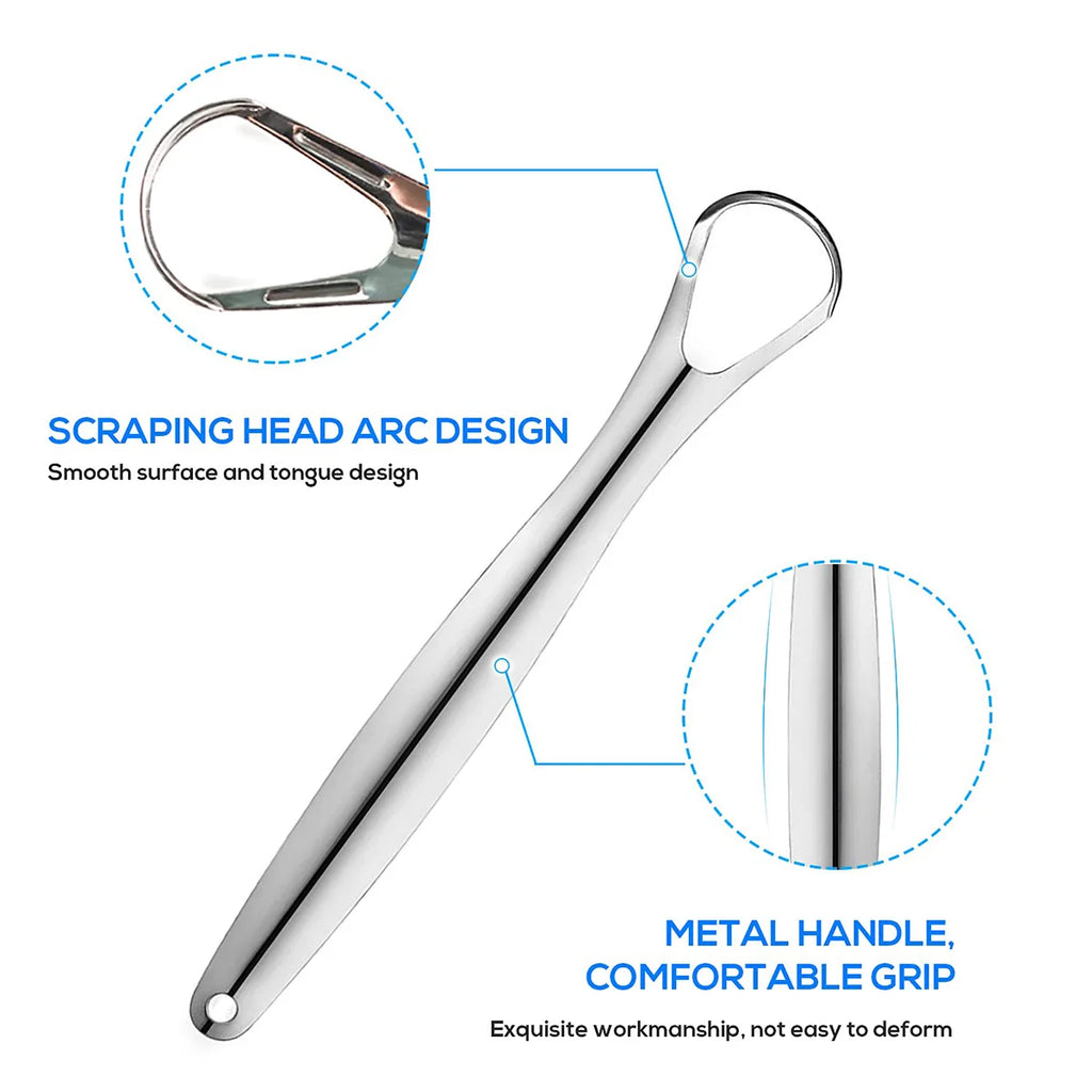 Veltora stainless steel tongue scraper cleaner for adults and kids, portable metal teeth brush for removing tongue coating.