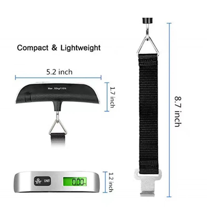 Veltora portable digital luggage scale with LCD display, weighing up to 110lb/50kg, for travel and baggage weight measurement