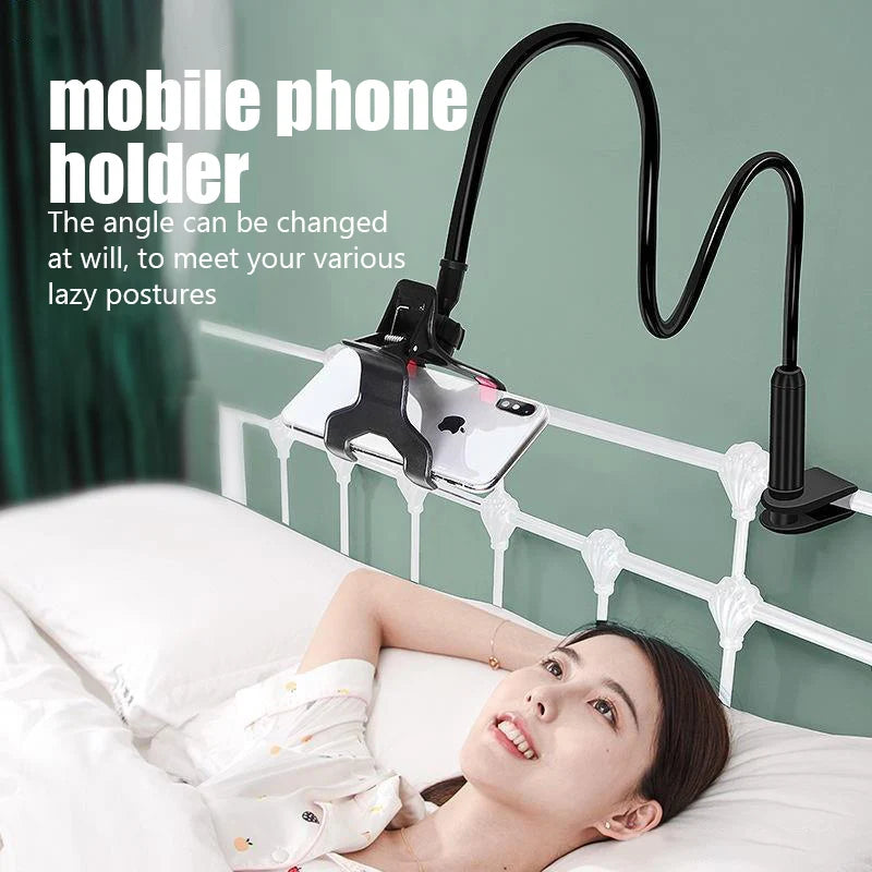 Veltora universal mobile phone holder with flexible adjustable clip, desktop mount, and smartphone stand for home and bed use