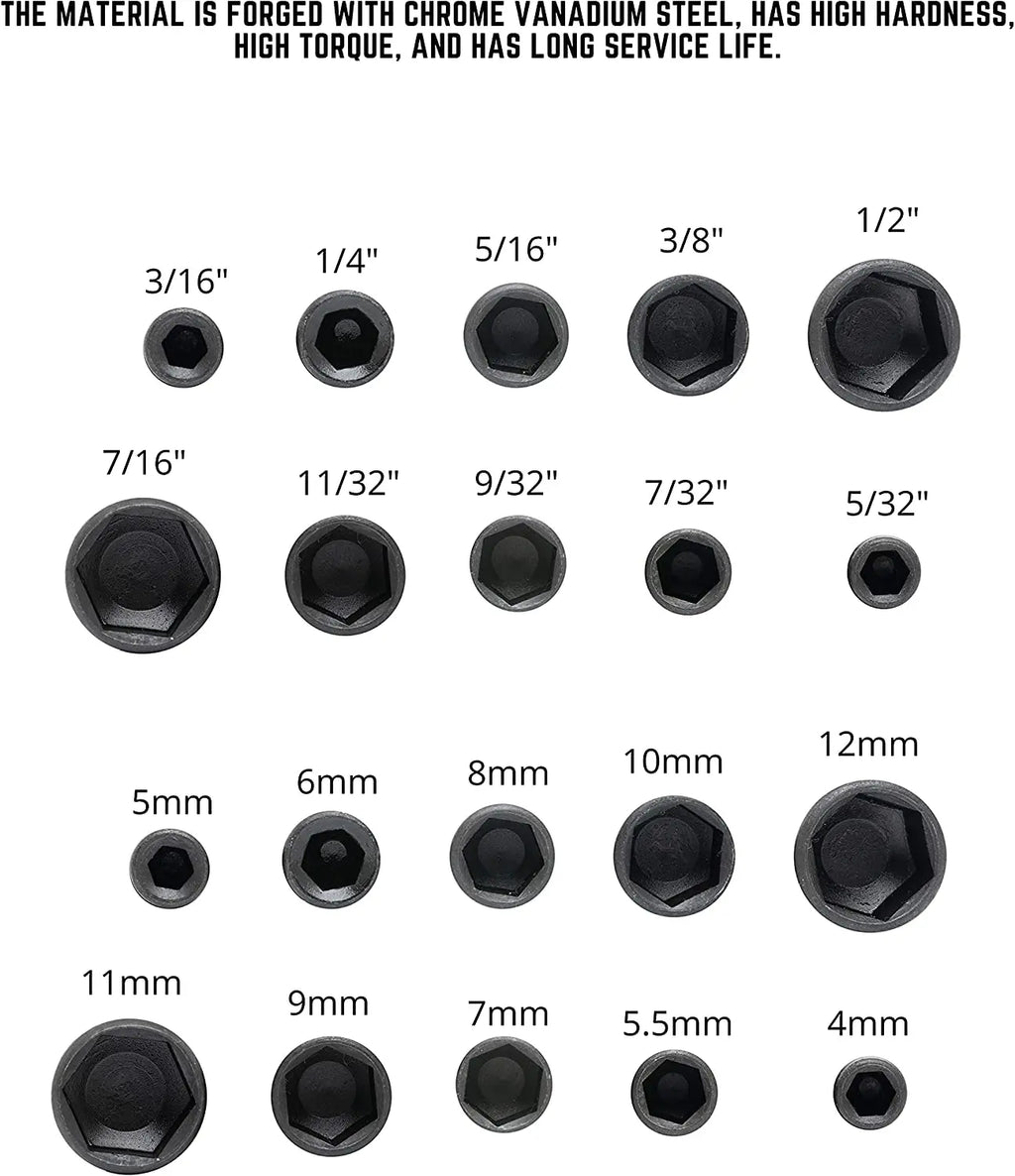 Veltora 9-piece set of hex socket sleeve nozzles and nut driver bits with screwdrivers and tools for wrenching and fastening tasks