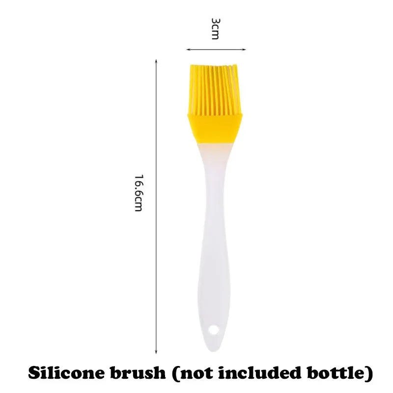Veltora oil spray bottle with 200ml capacity, plastic BBQ olive oil sprayer, and an oil brush for cooking and baking.