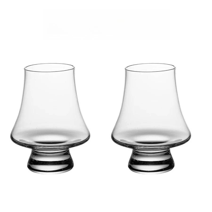 Veltora whiskey crystal glass set with four 9-ounce clear lead-free tasting wine glasses for bar, wedding, or party use