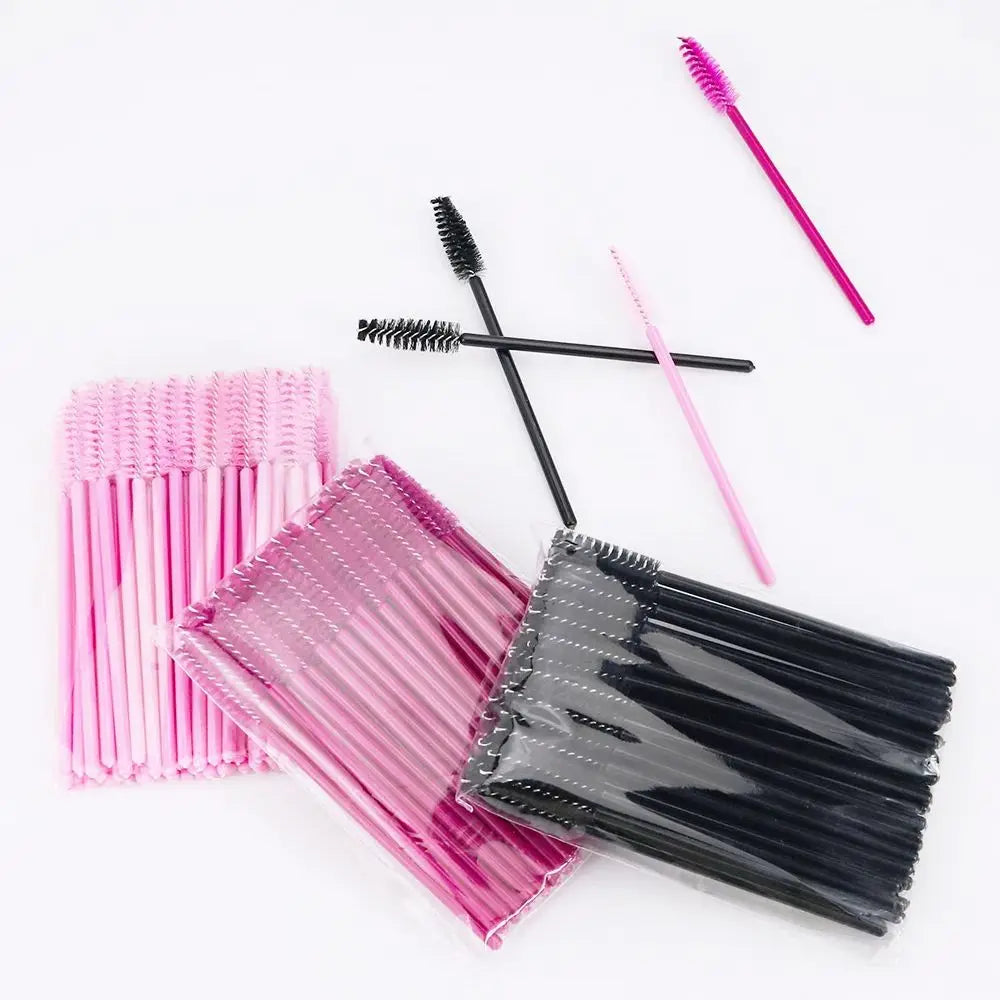 Veltora ANNAFRIS 50-pack disposable eyelash and eyebrow brushes with soft crystal tips for lash extensions and makeup application