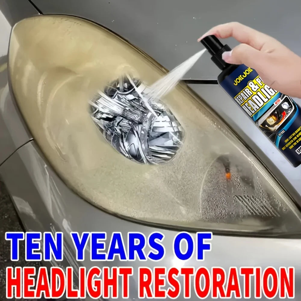 Veltora 100ml car headlight restoration spray bottle with clear liquid for polishing and restoring automotive headlights.