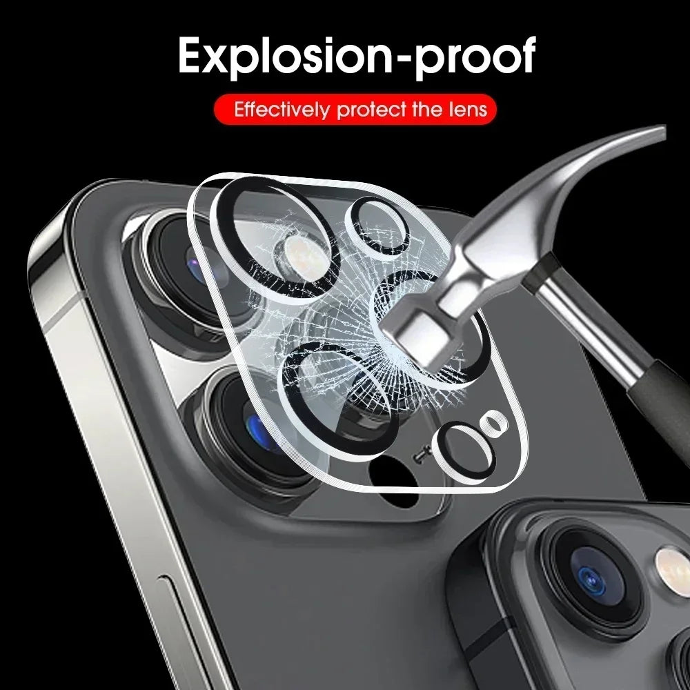 Veltora black tempered glass camera lens protector for iPhone 13 to 18 Pro Max, circular protective film cover, 1-5 pack