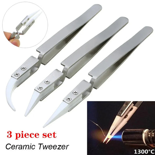 Veltora ceramic straight tip electronic soldering tweezers with anti-static, acid-resistant precision tips for electronics work.