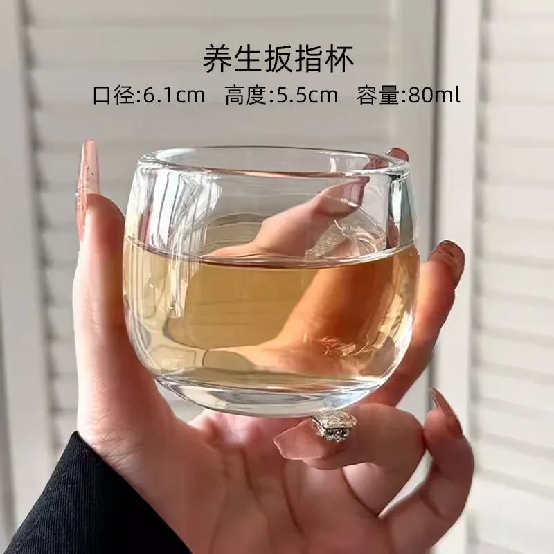 Veltora crystal glass thickened 100ml health tea cup, single high-grade transparent glass cup for tea drinking