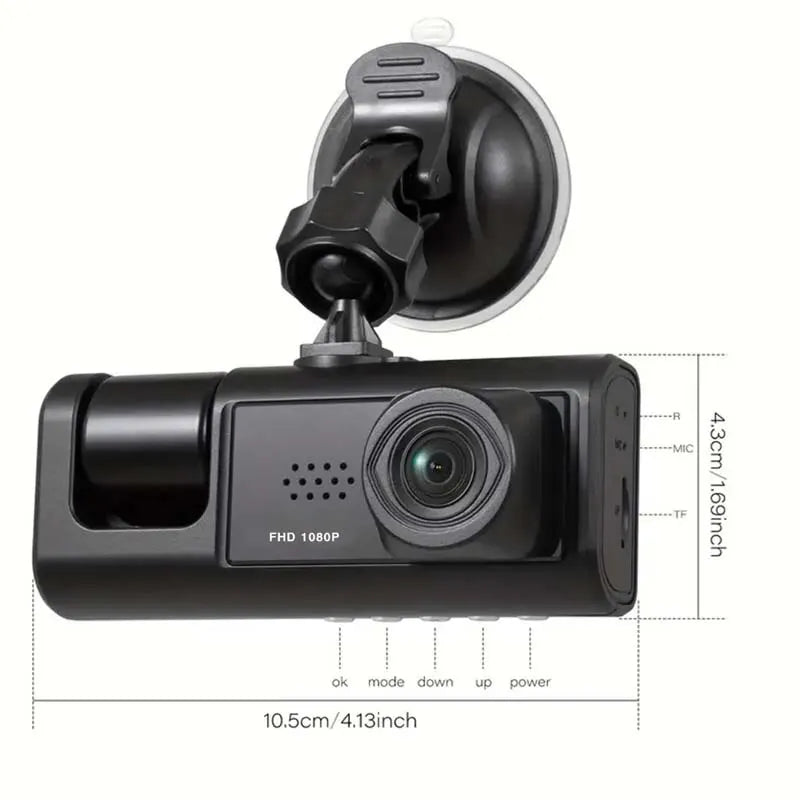 Veltora 1080P dual camera dash cam for cars with front and inside cameras, IR night vision, wide-angle lens, loop recording