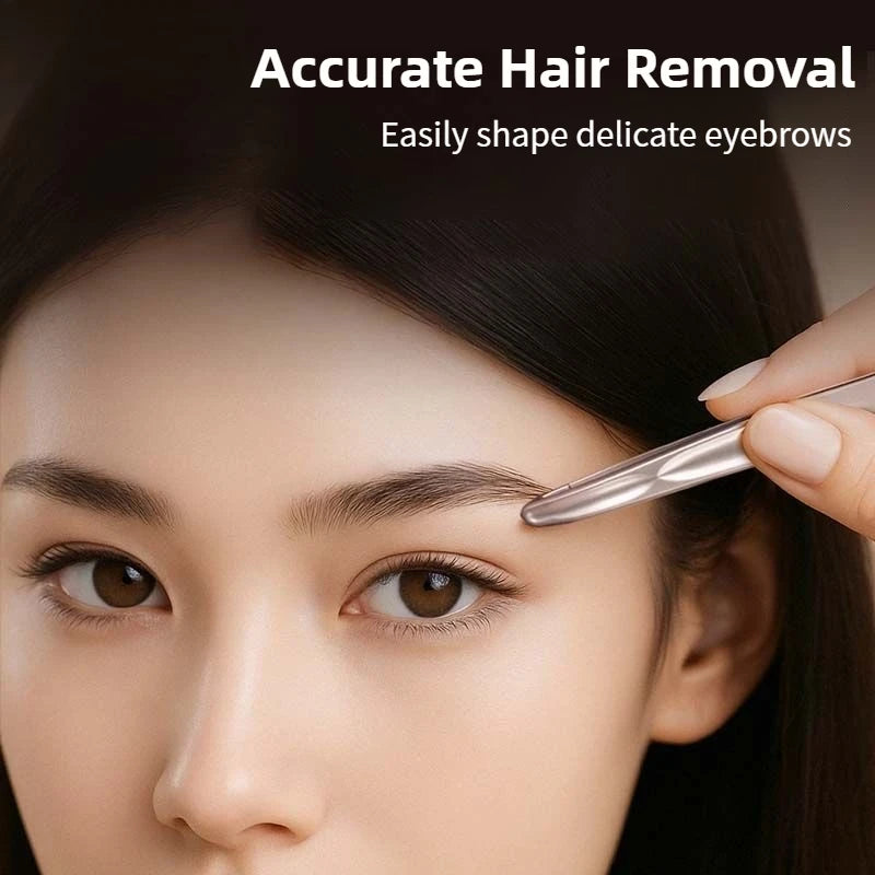 Veltora stainless steel precision tweezers with round head for eyebrows, eyelashes, beard, and mustache grooming, seamless clamping design